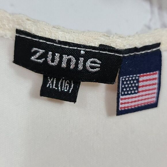 Zunie Beige Chevron Lace Panel Sheath Tween Dress Girls 16 Sleeveless Tank Boho - Picture 6 of 10